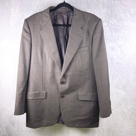 Oak Hall Mens‎ 44R Blazer Jacket 100% Wool Plaid Lined Suit Coat Professional - Picture 3 of 12